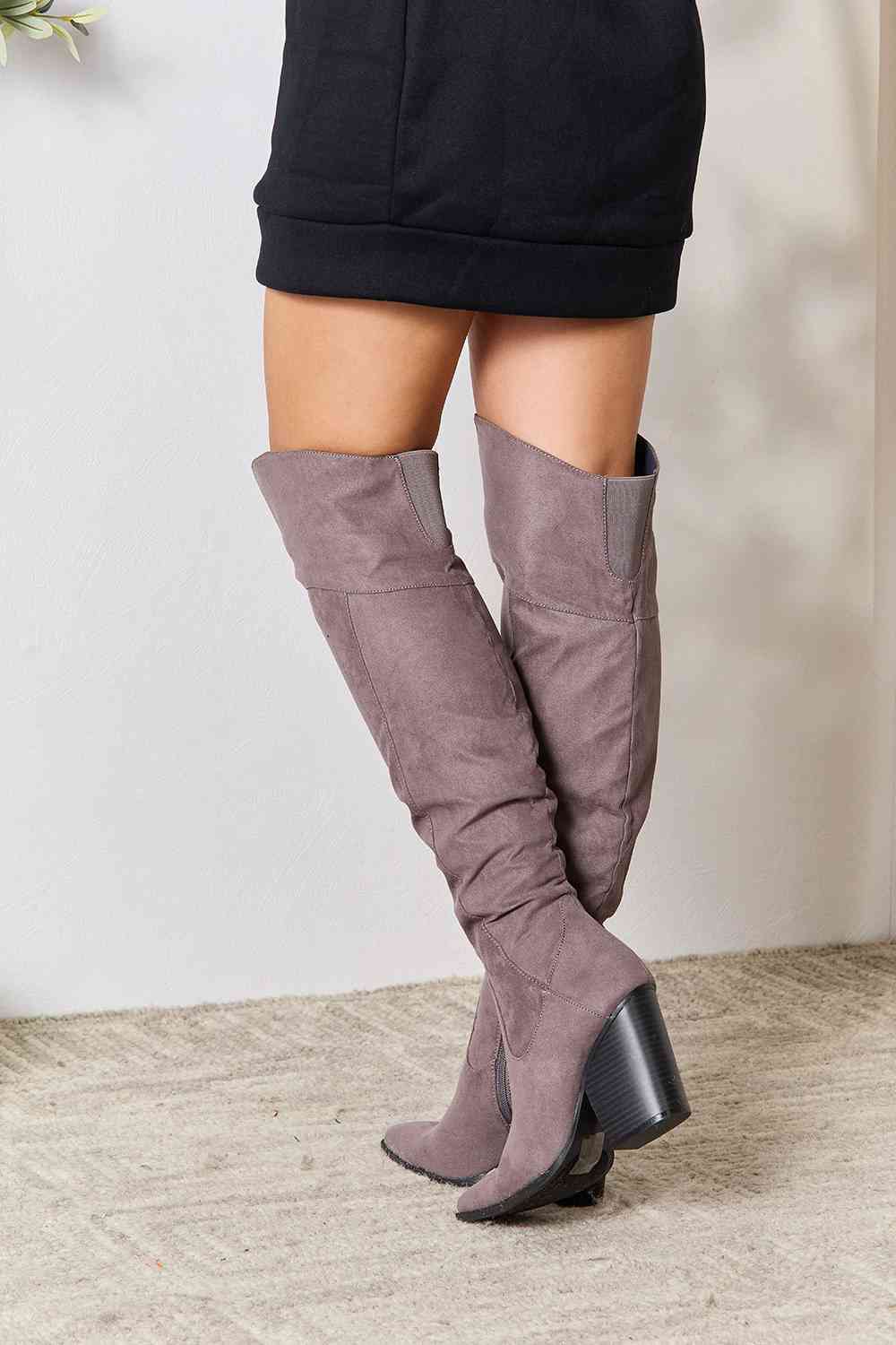 east lion corp block heel knee high boots