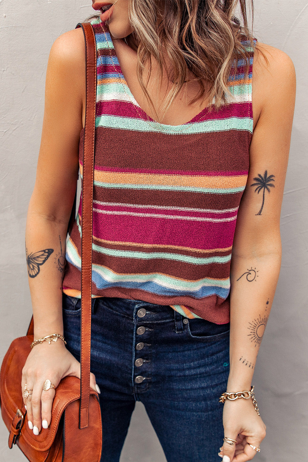 striped scoop neck tank