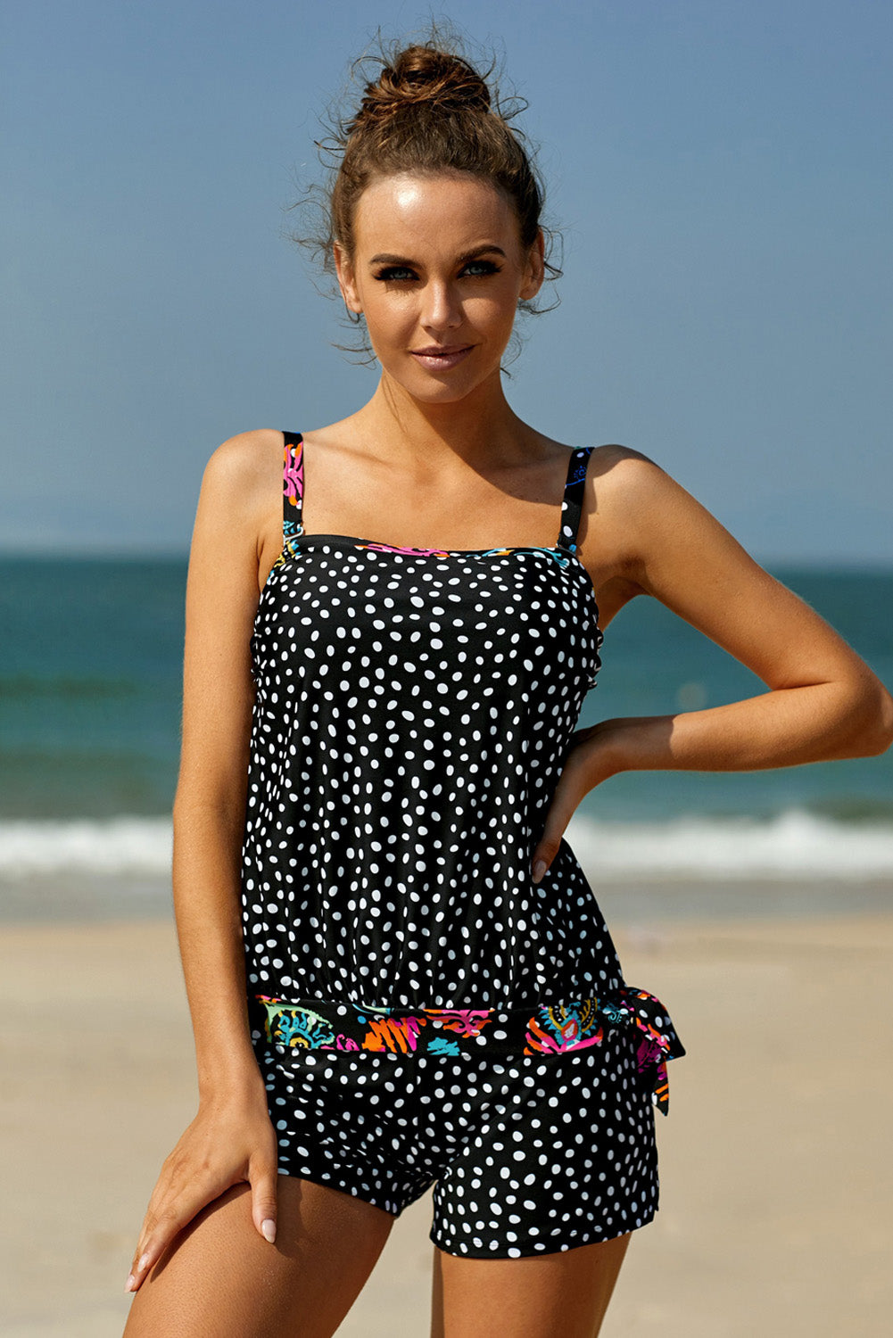 printed tied tankini set
