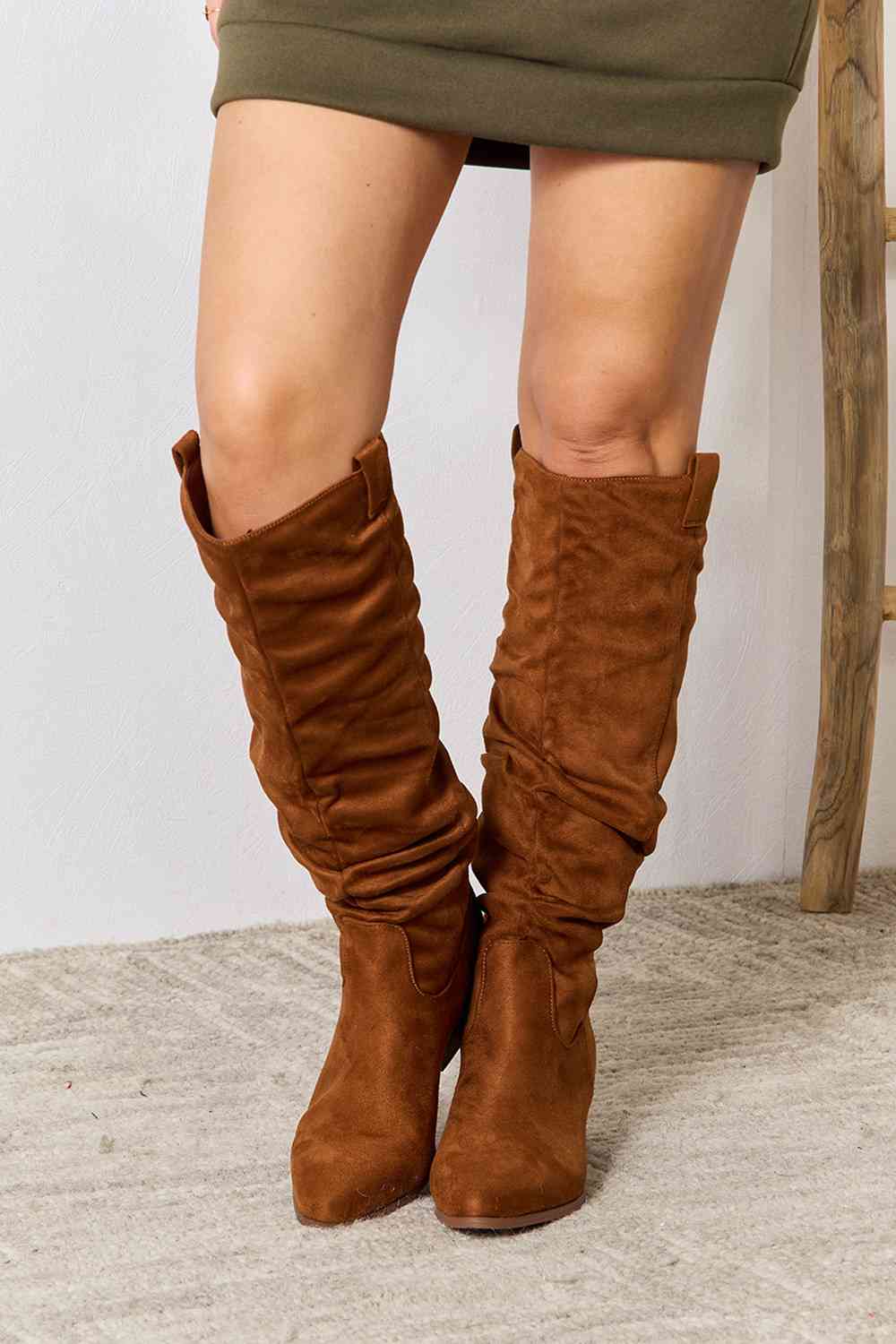 east lion corp block heel knee high boots