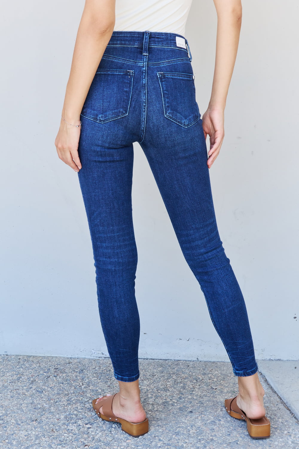 judy blue marie full size mid rise crinkle ankle detail skinny jeans