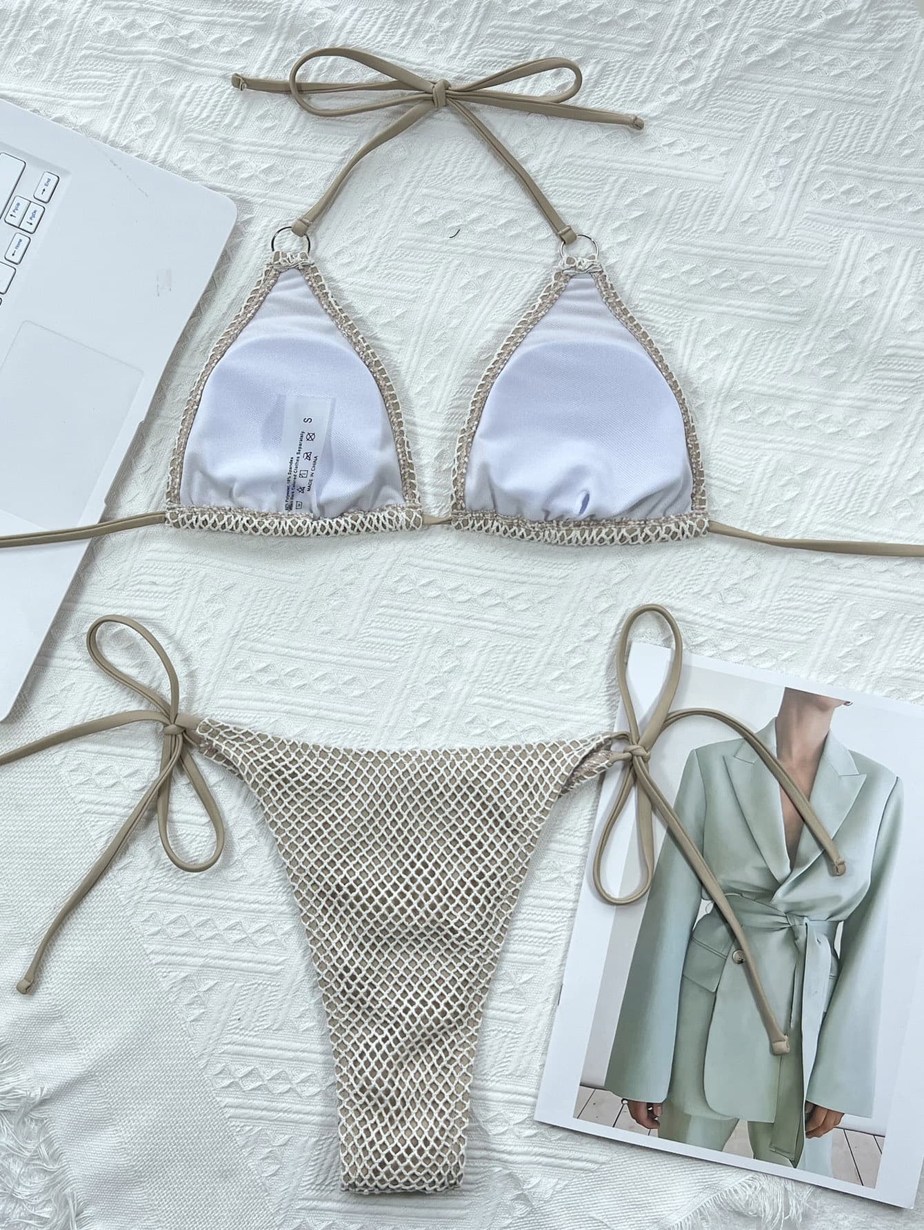 halter neck tie back bikini set