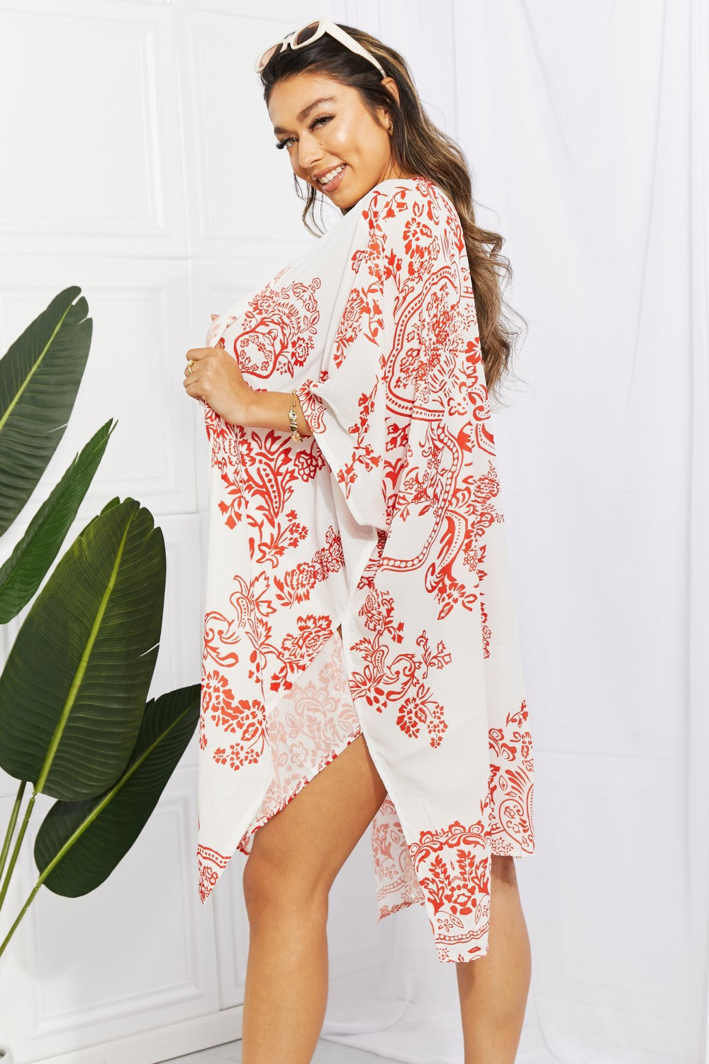 floral side slit cover up