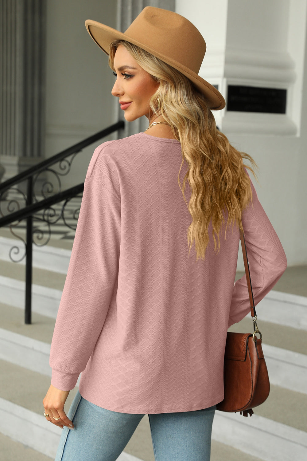 v-neck long sleeve blouse