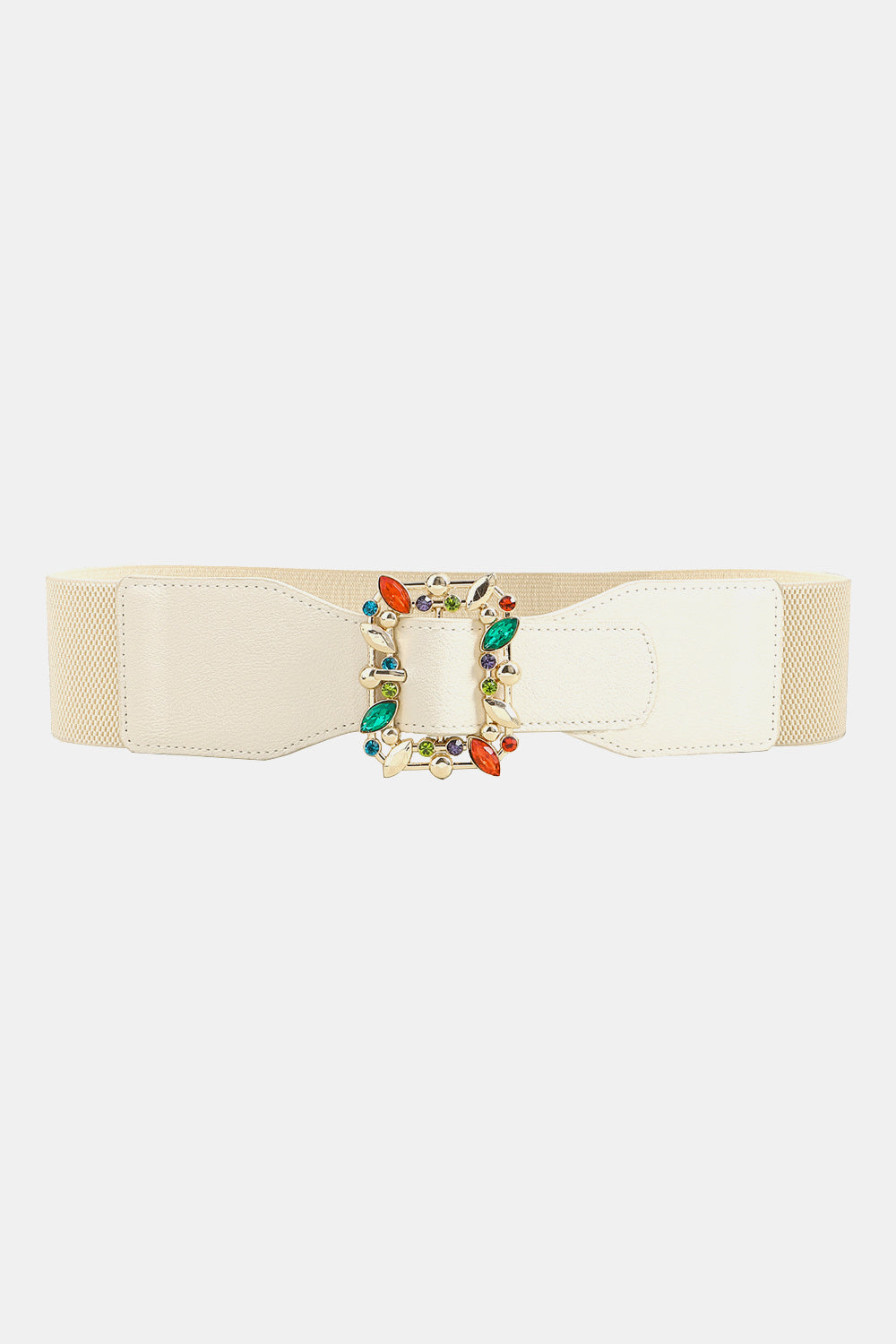 multicolored leaf buckle elastic belt