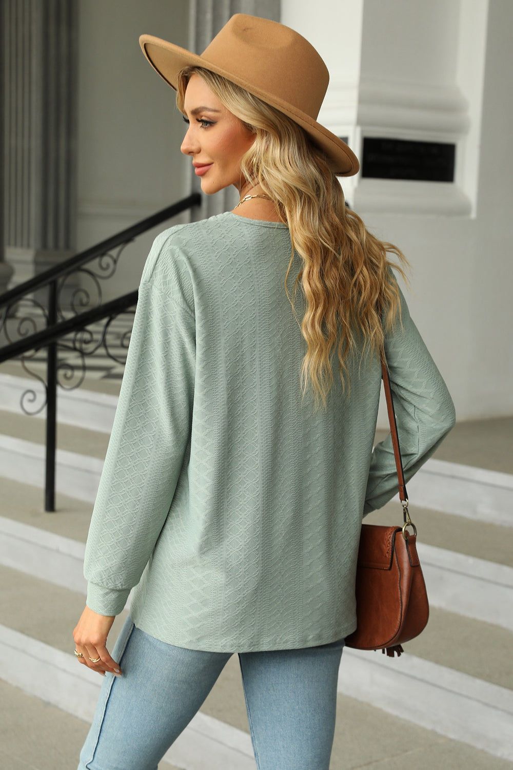 v-neck long sleeve blouse