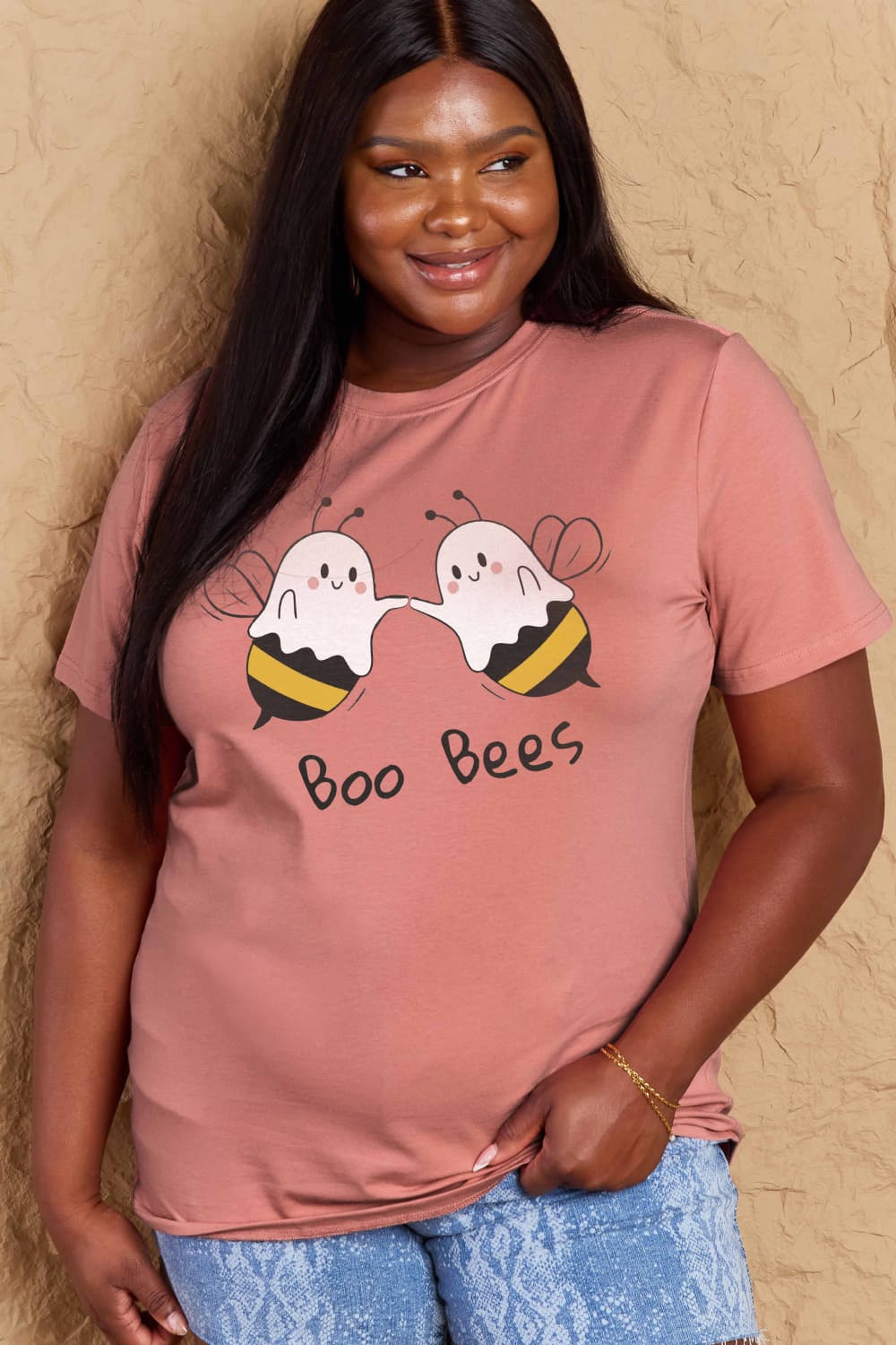 simply love full size boo bees graphic cotton t-shirt