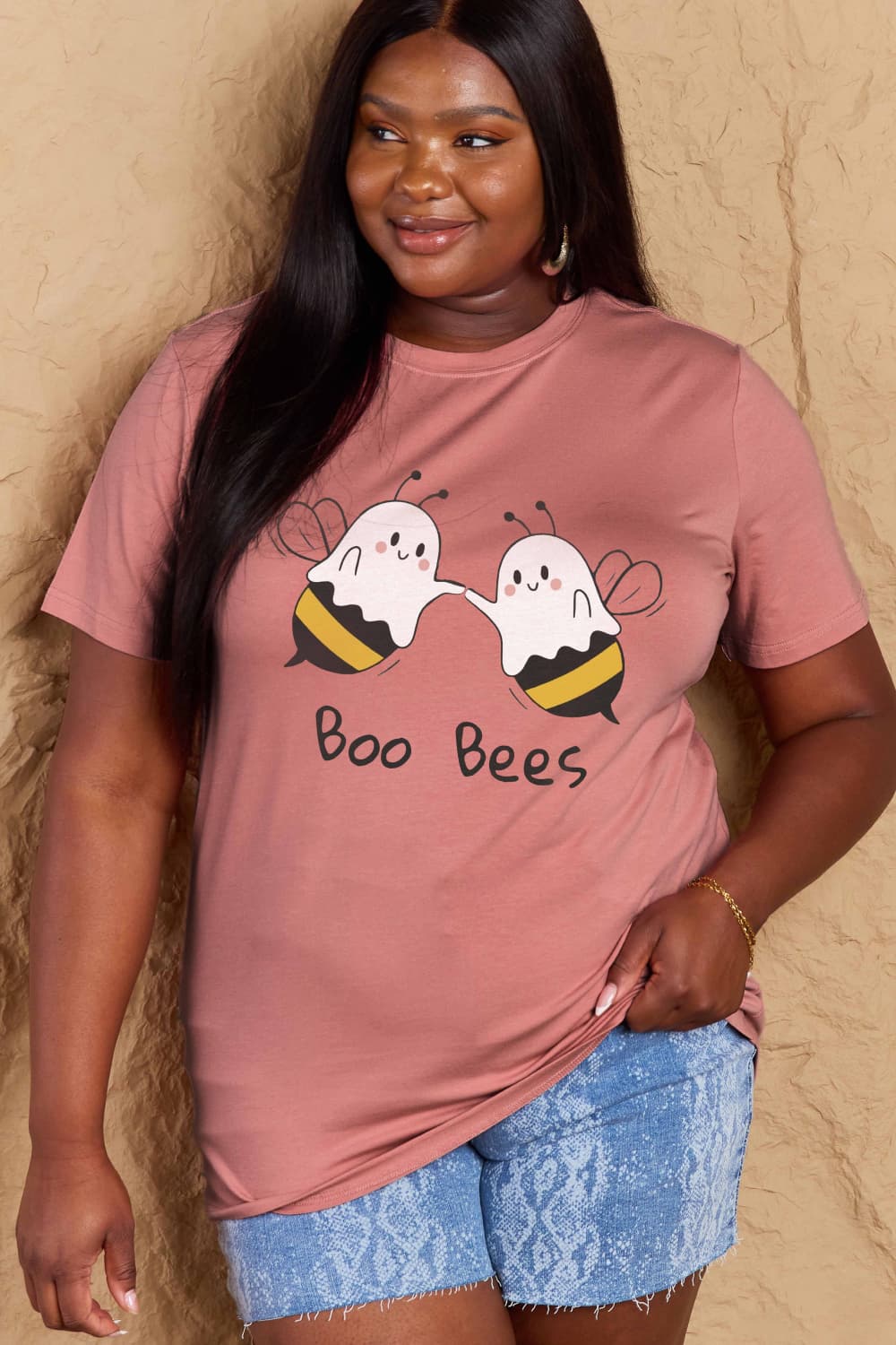 simply love full size boo bees graphic cotton t-shirt