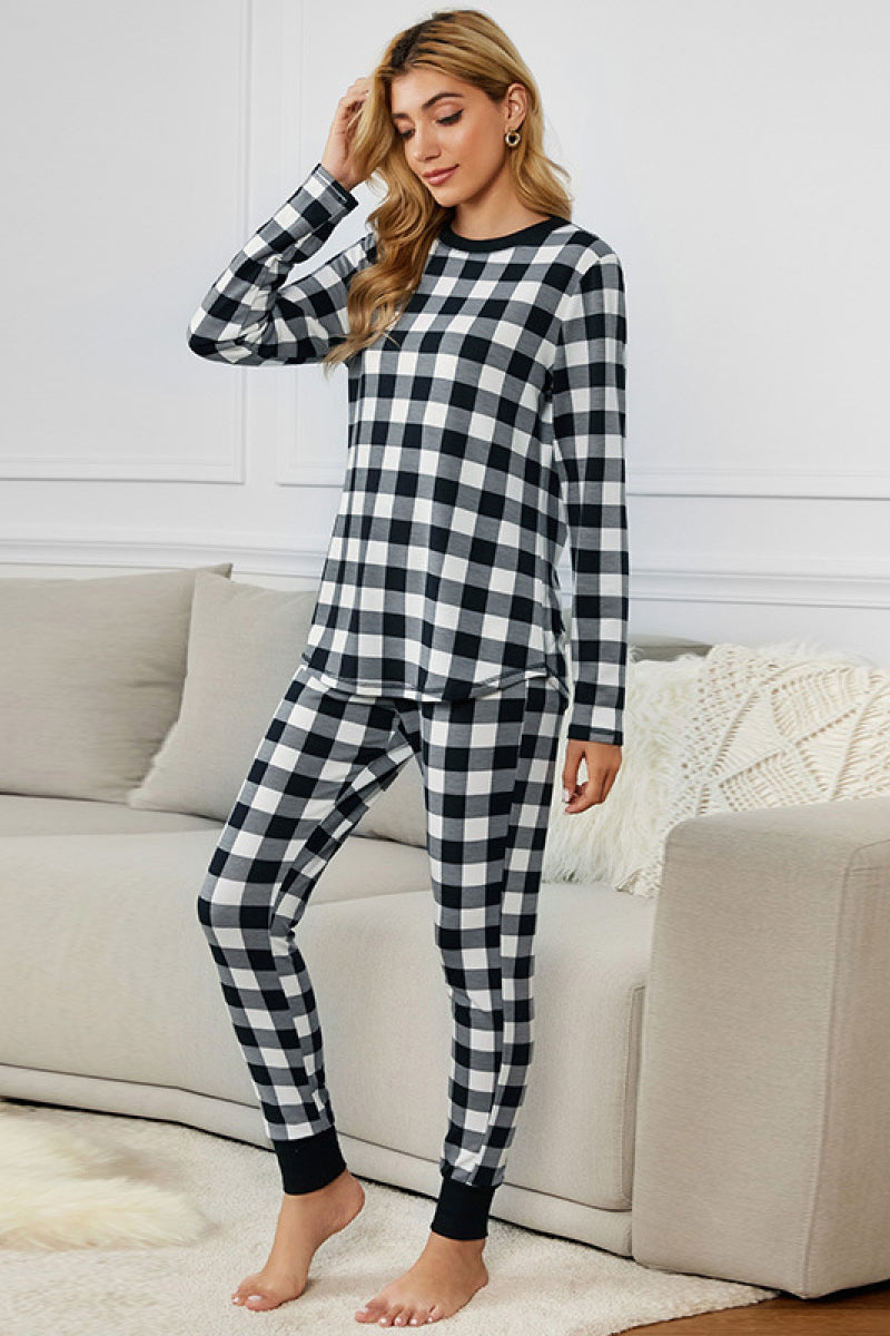 plaid tee & pants pajama set