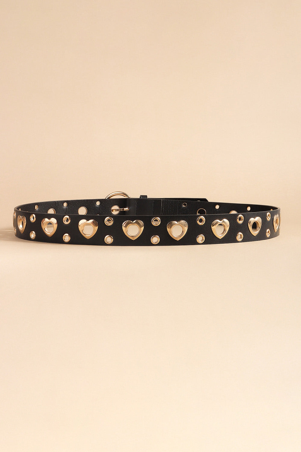 heart shape alloy detail pu leather belt