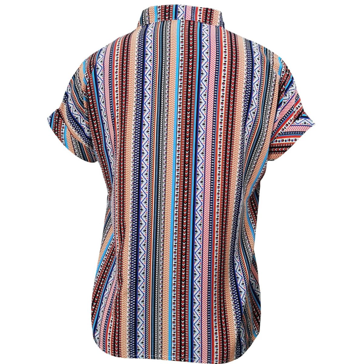 multicolored stripe notched neck top