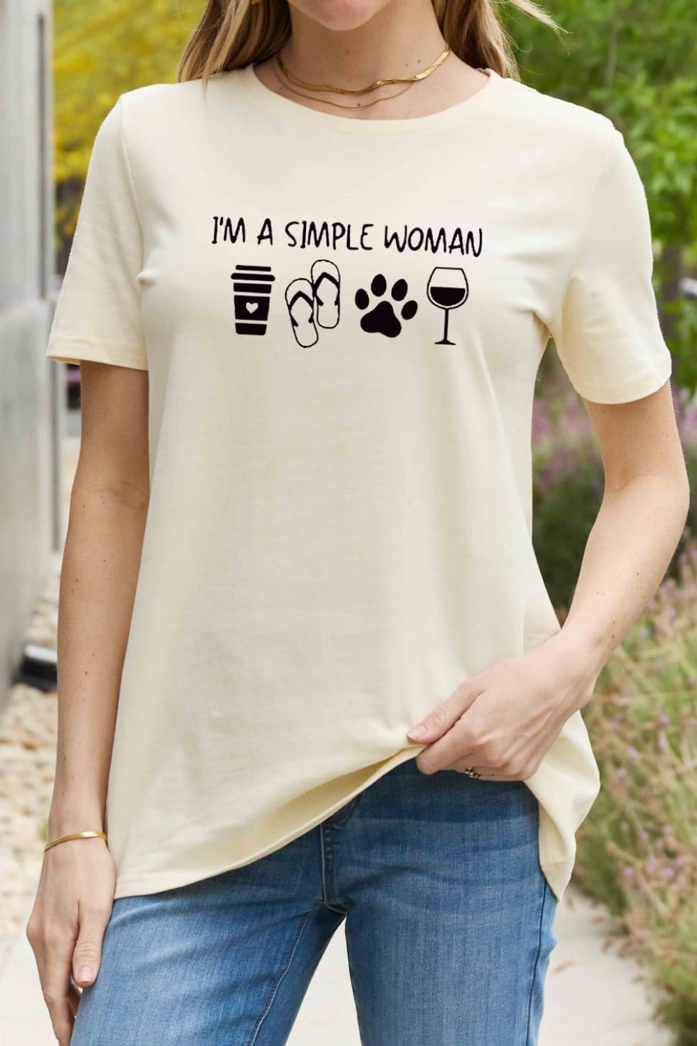 simply love full size i'm a  simple woman graphic cotton tee