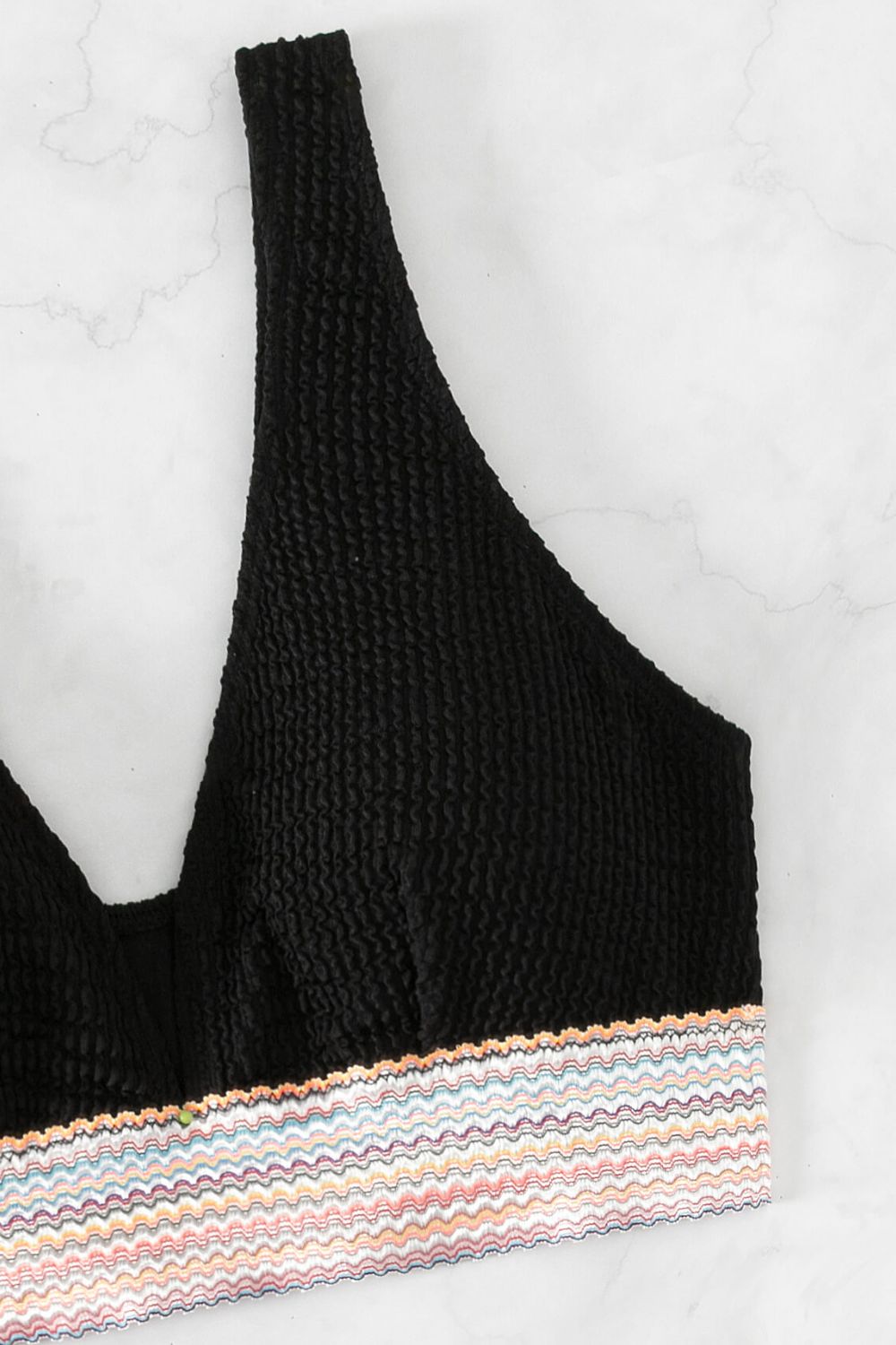 contrast textured high cut swim set