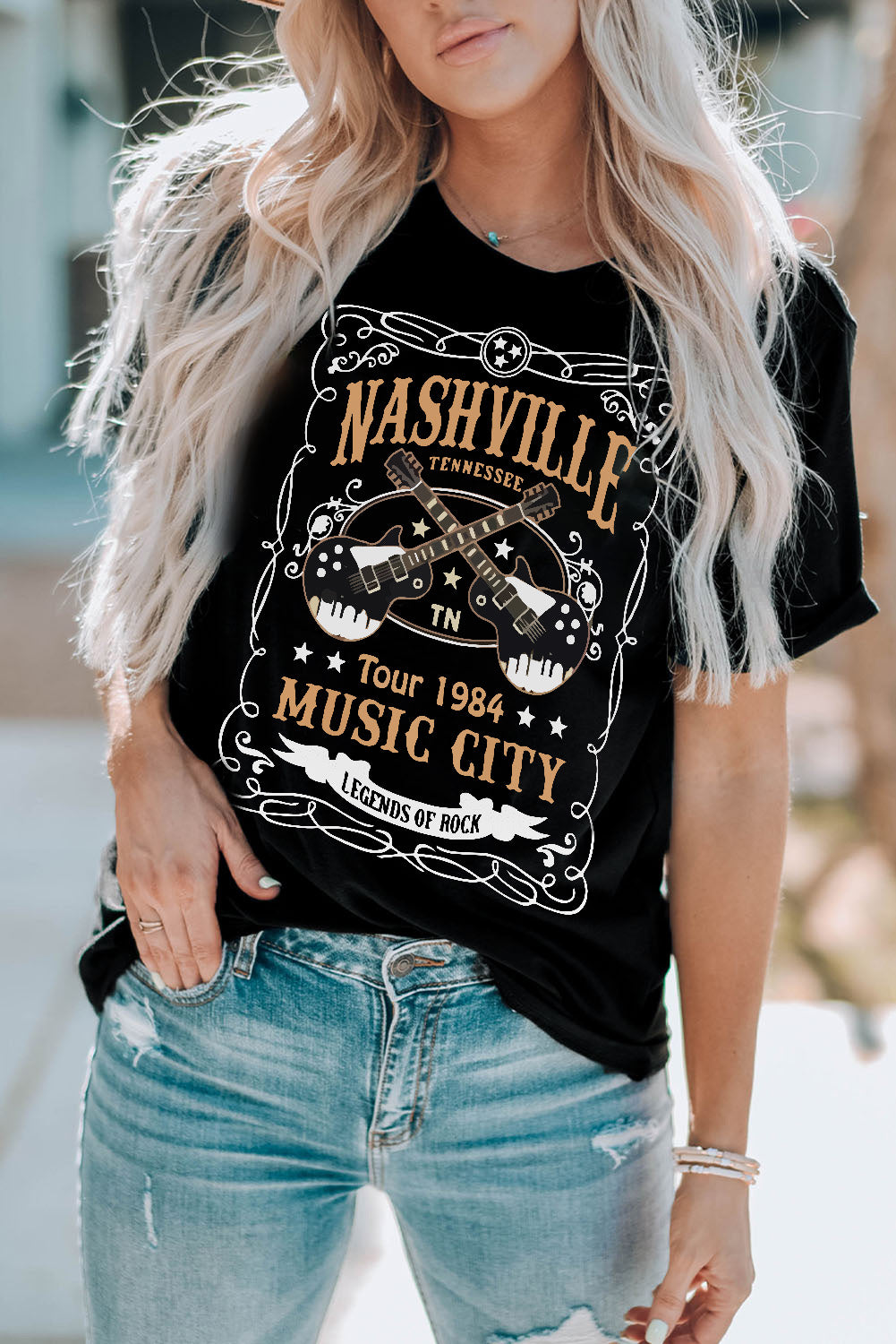 nashville music city graphic tee shirt