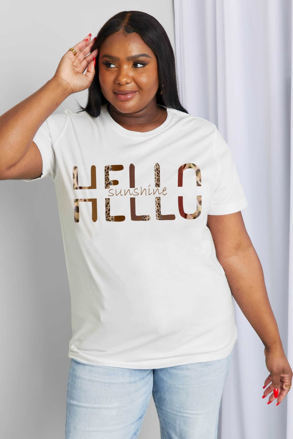 simply love full size hello sunshine graphic cotton tee