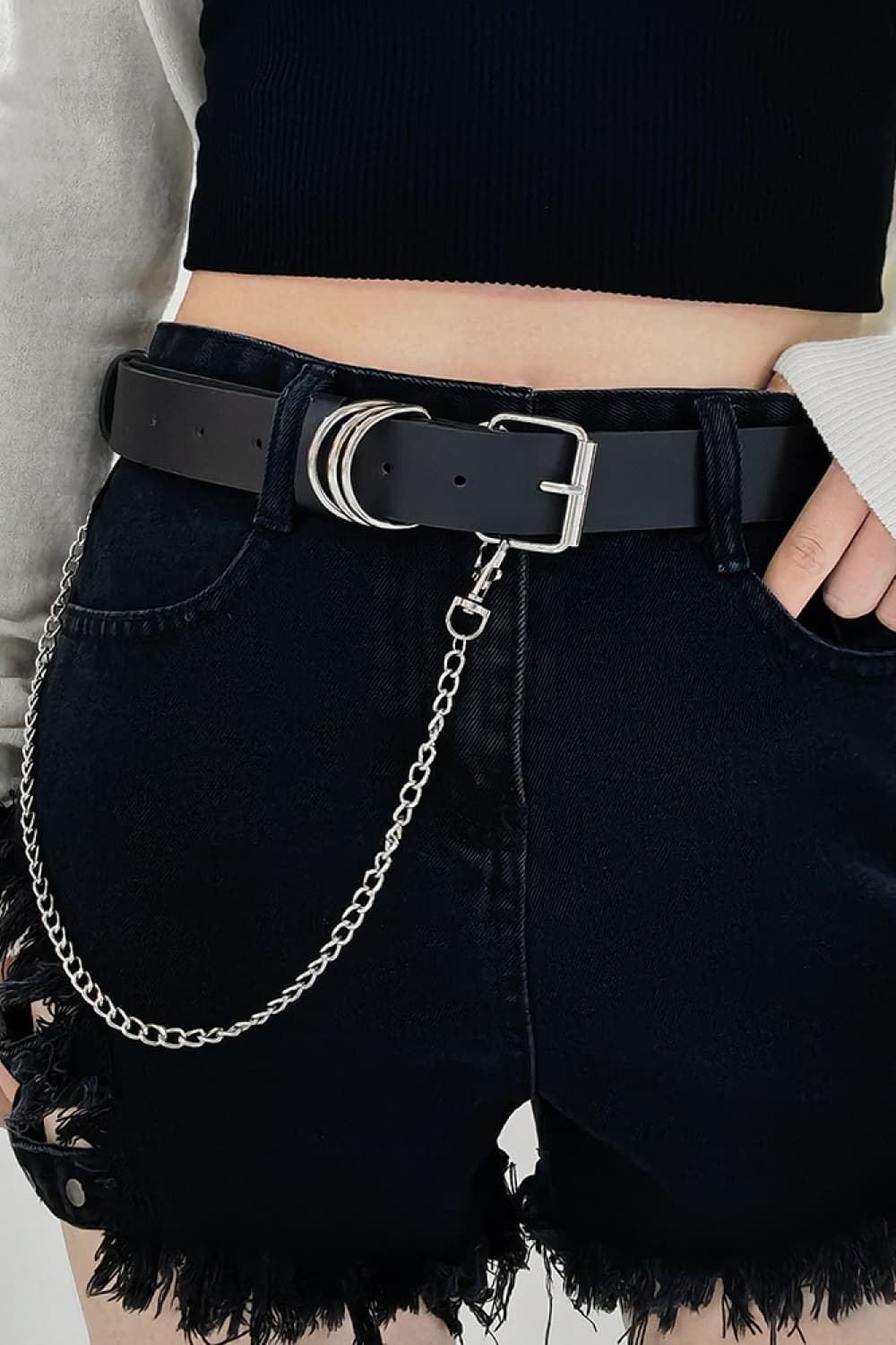 pu leather alloy chain belt