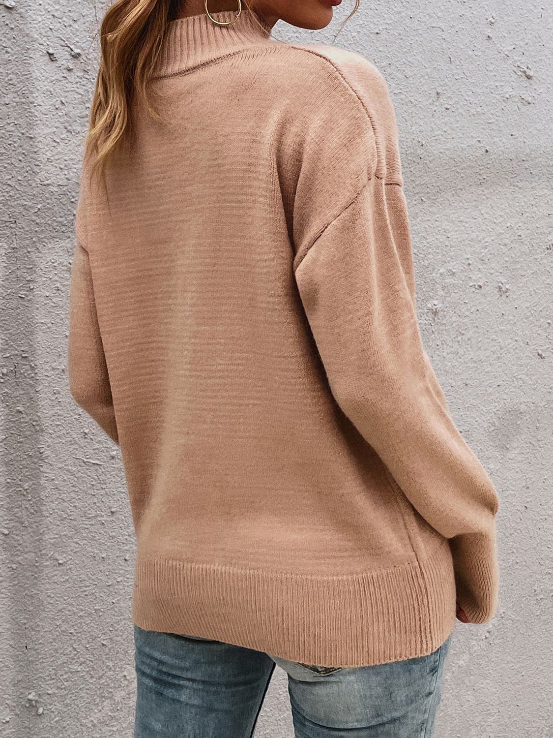 cutout mock neck sweater