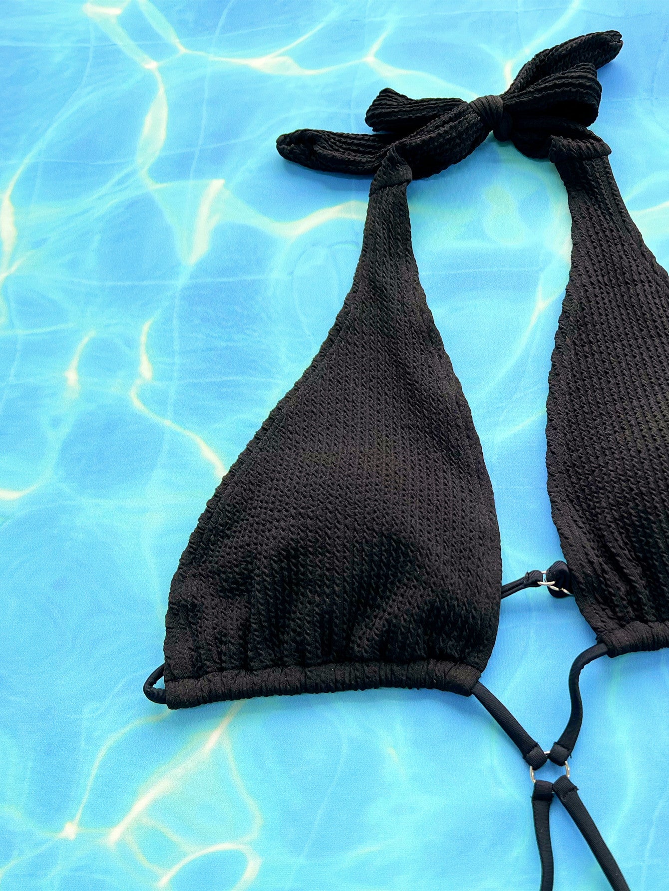 halter neck side tie one-piece swimsuit