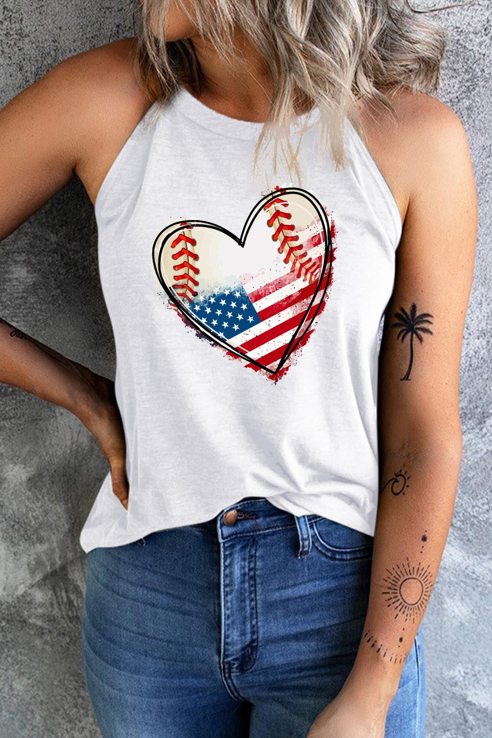 us flag heart graphic tank