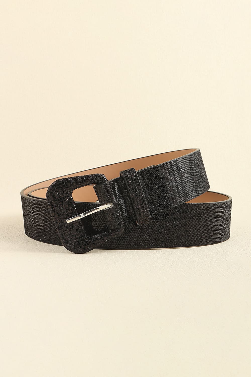 glitter pu leather belt