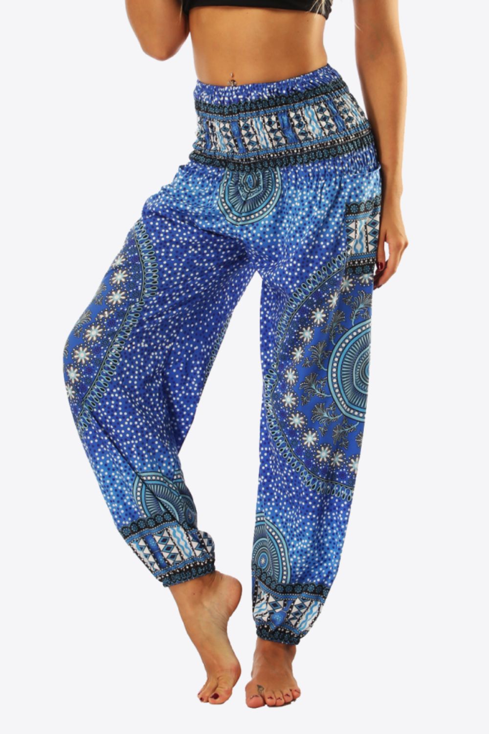 printed high-waist pants