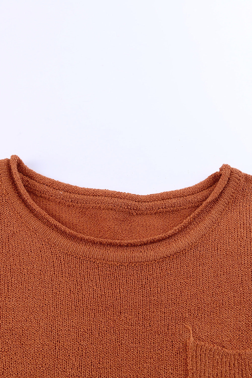 exposed seam round neck knit top