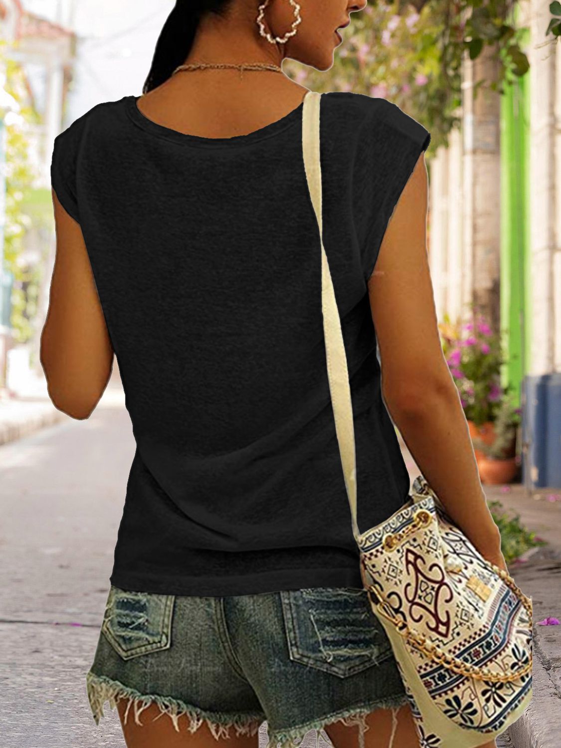 full size heart graphic v-neck tank