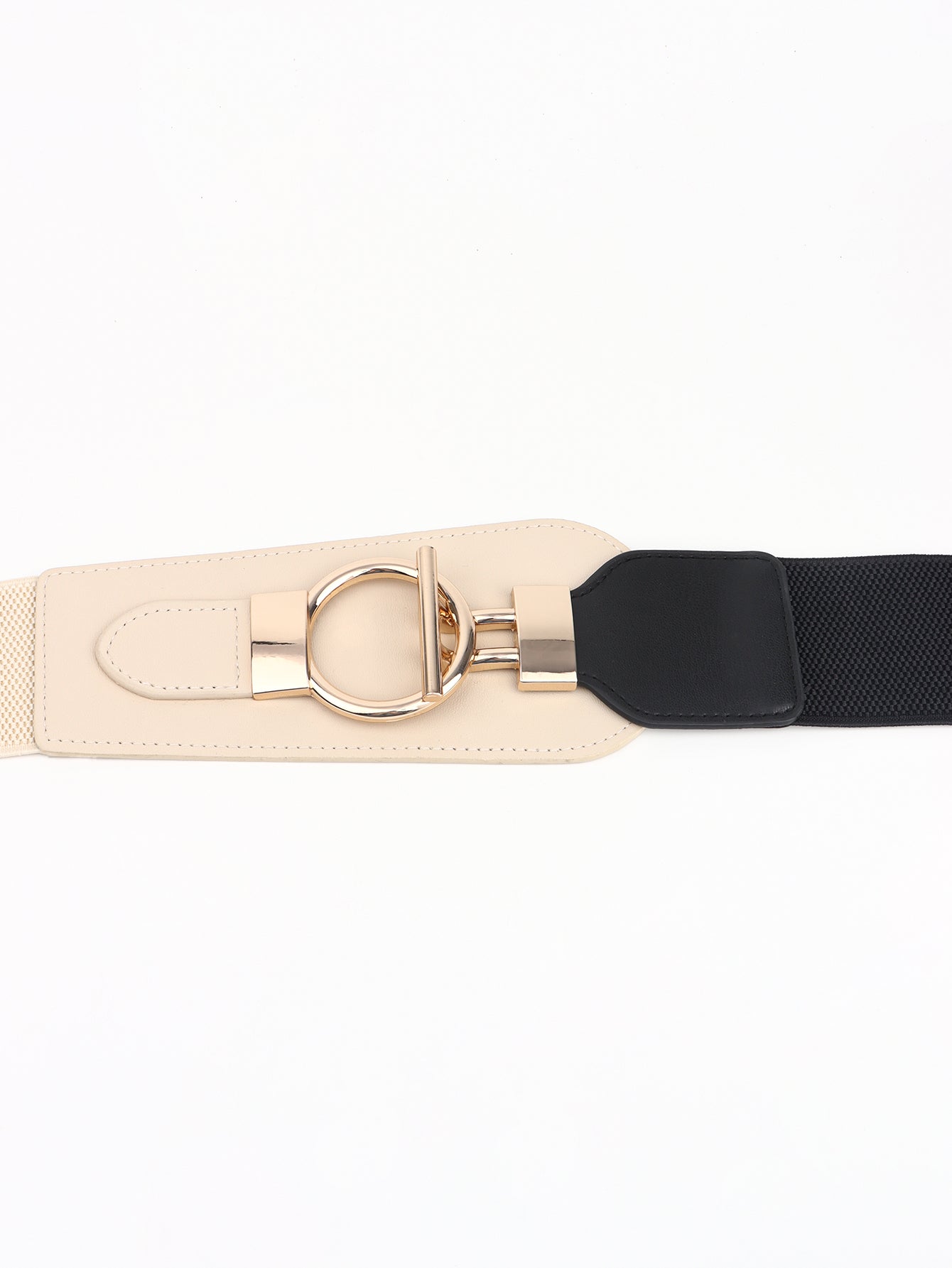 pu elastic wide belt with alloy buckle