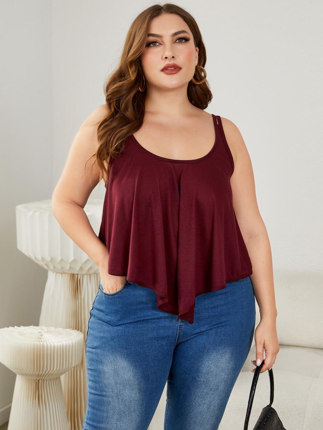 plus size double-strap scoop neck cami