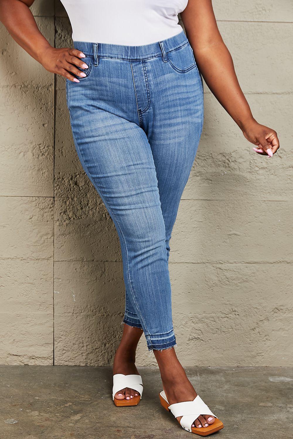 judy blue janavie full size high waisted pull on skinny jeans