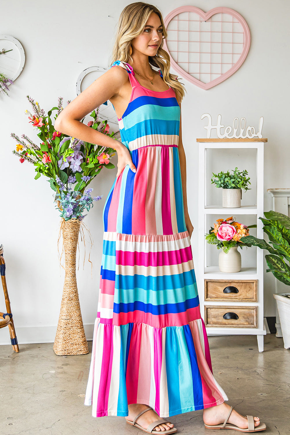 striped sleeveless maxi dress