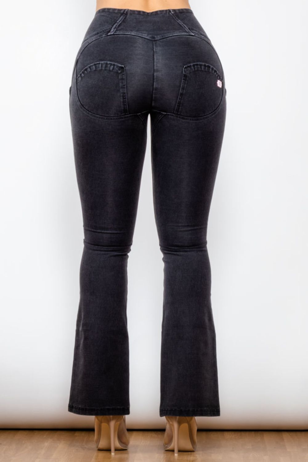 zip detail flare long jeans