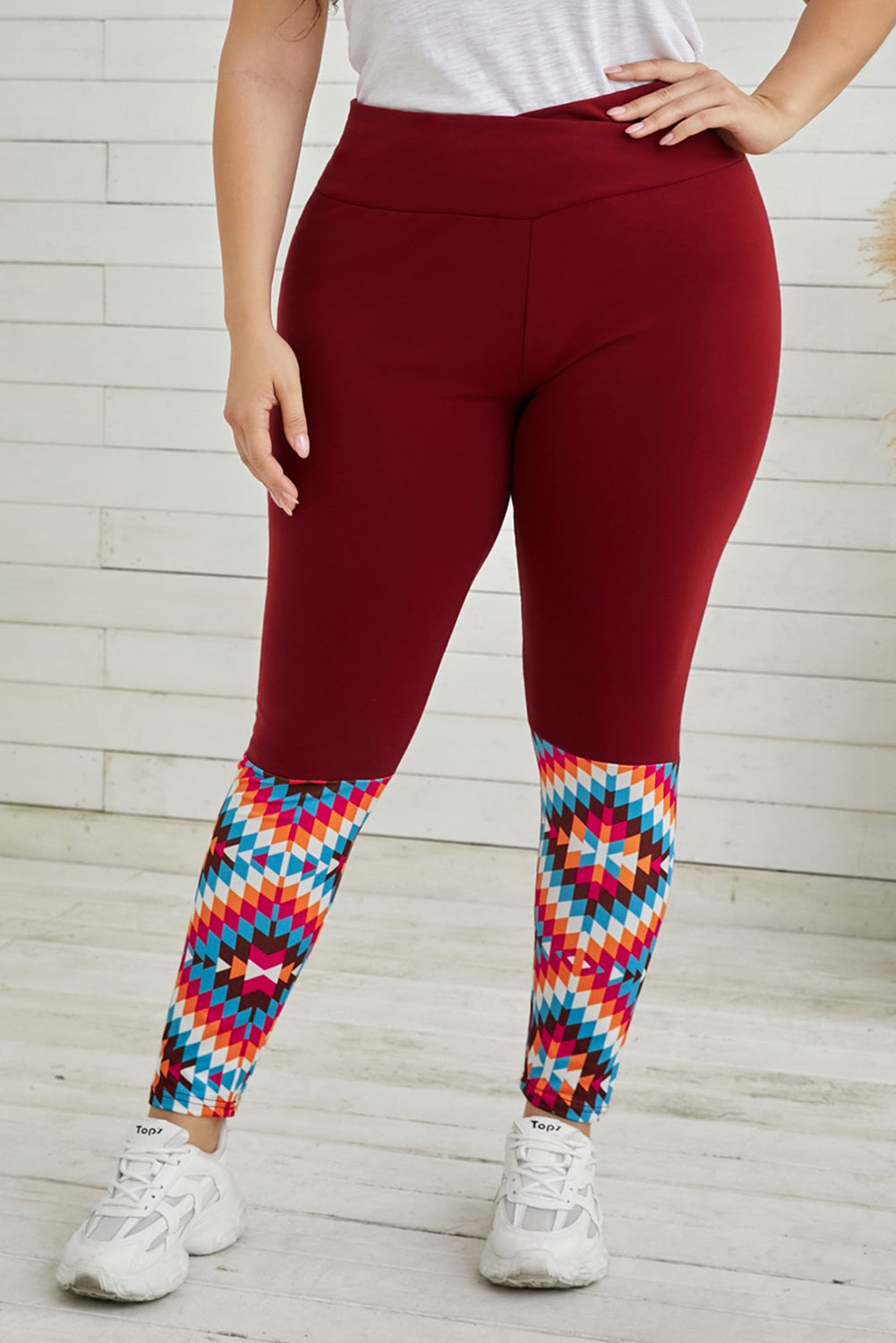 plus size geometric print high waist leggings