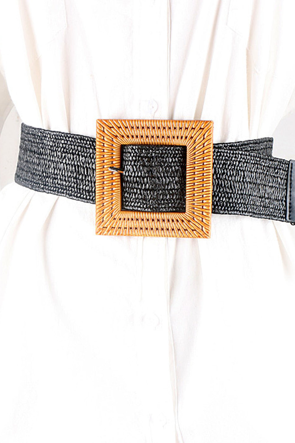 square buckle elastic braid belt