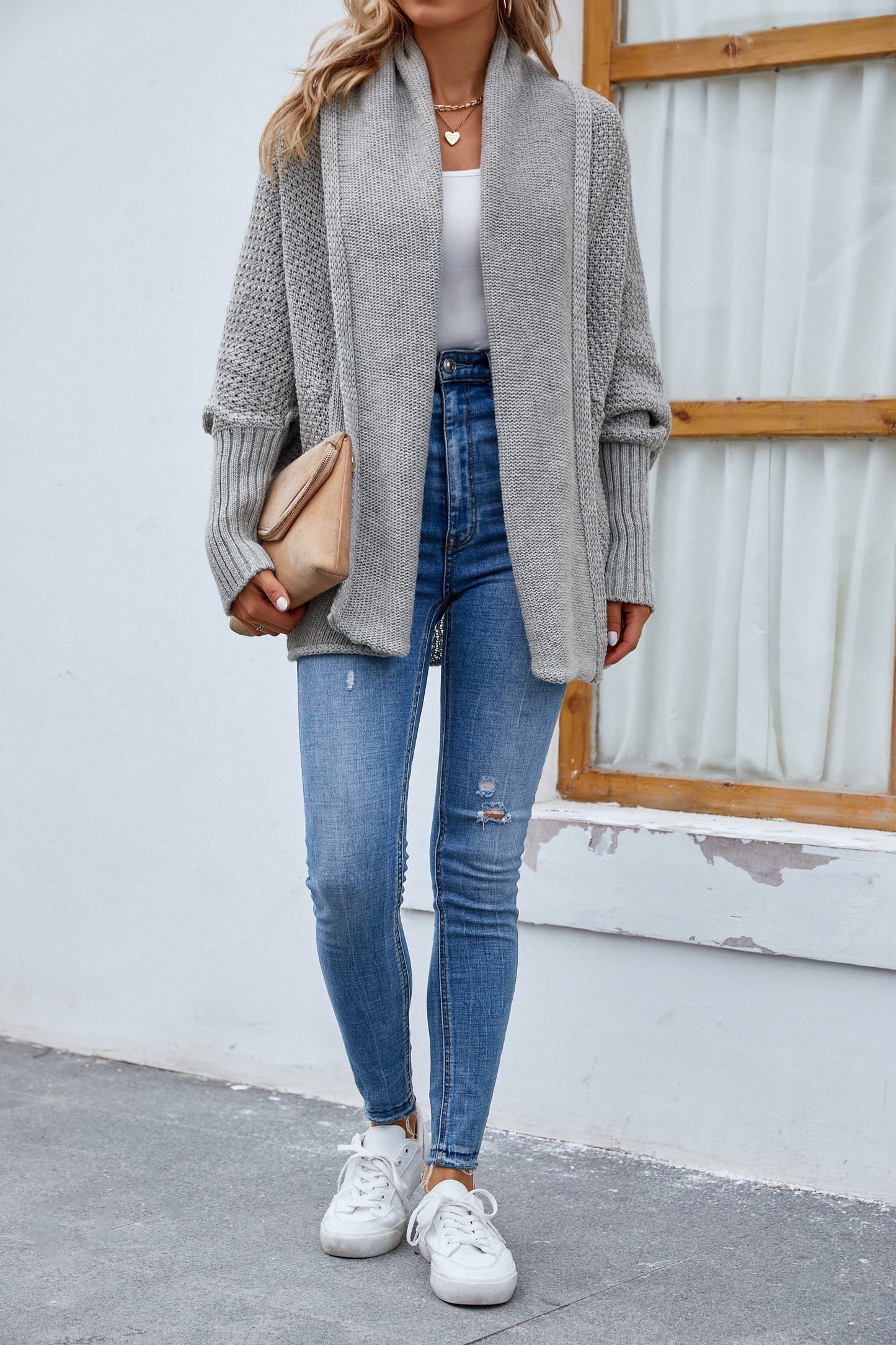 open front long sleeve cardigan