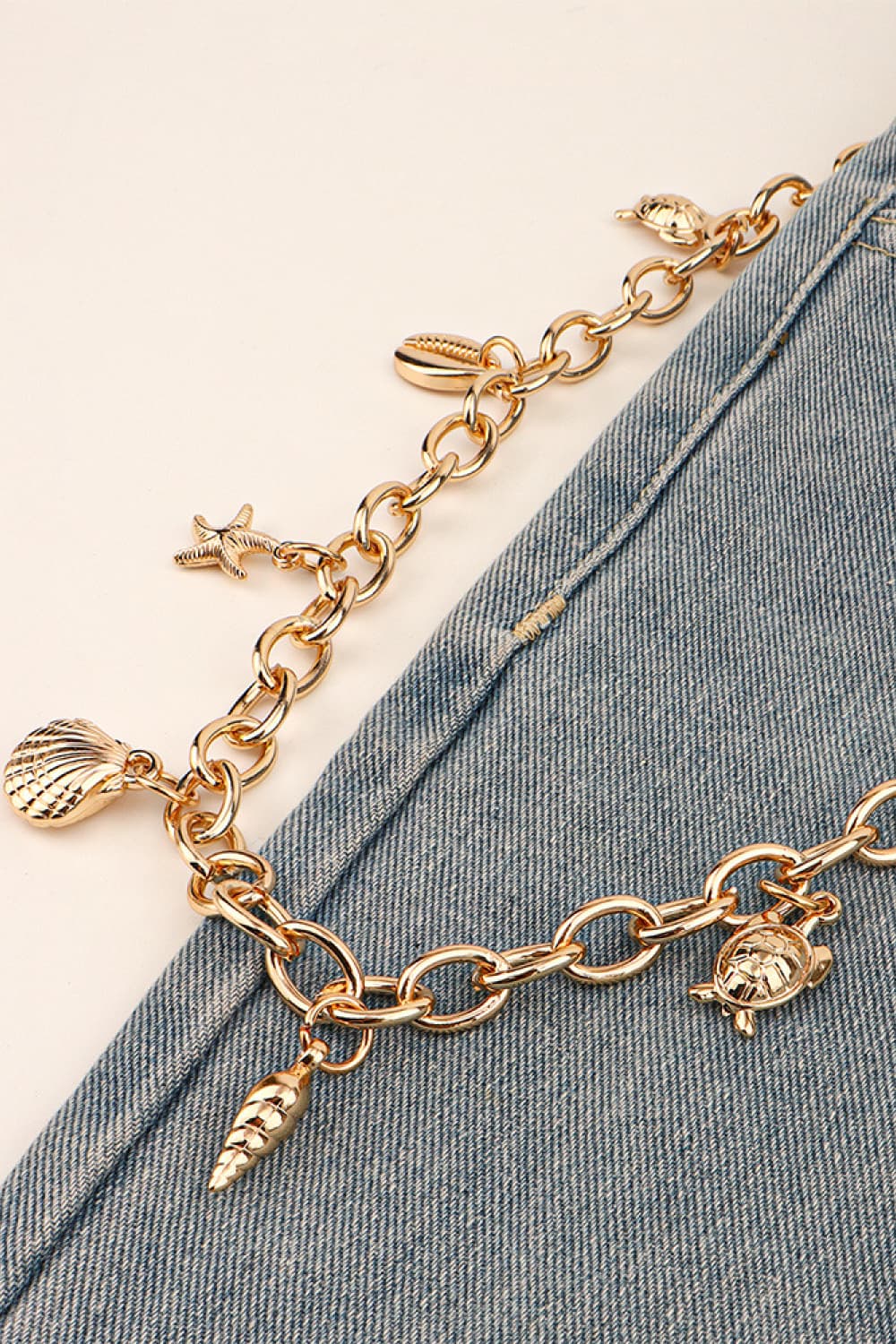 sea element charm iron chain belt