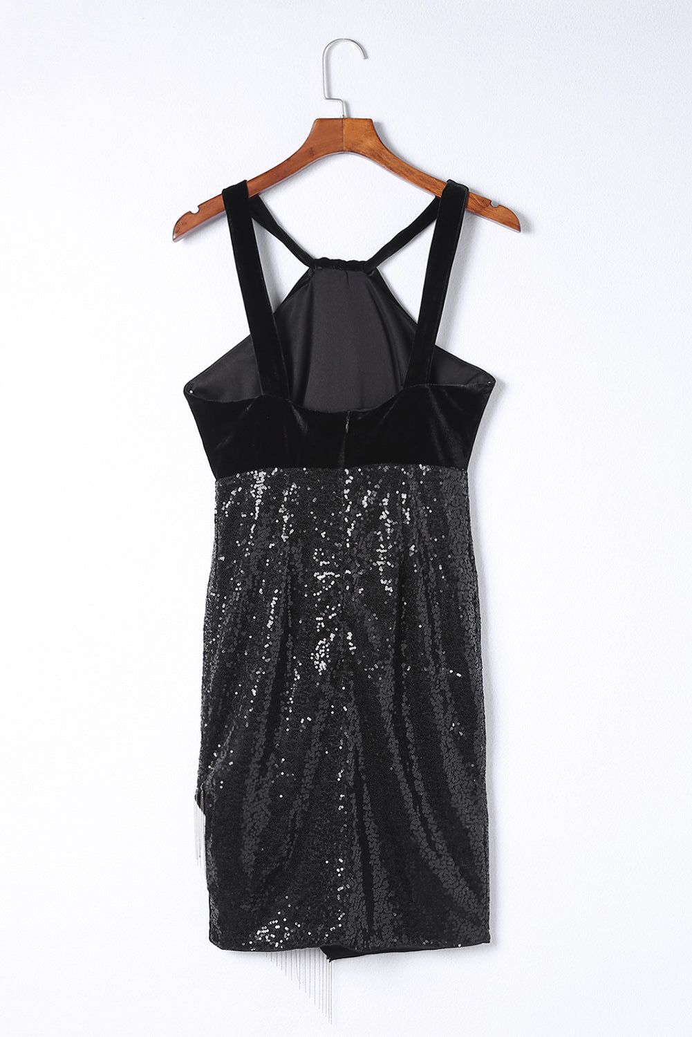 sequin fringe detail sleeveless dress