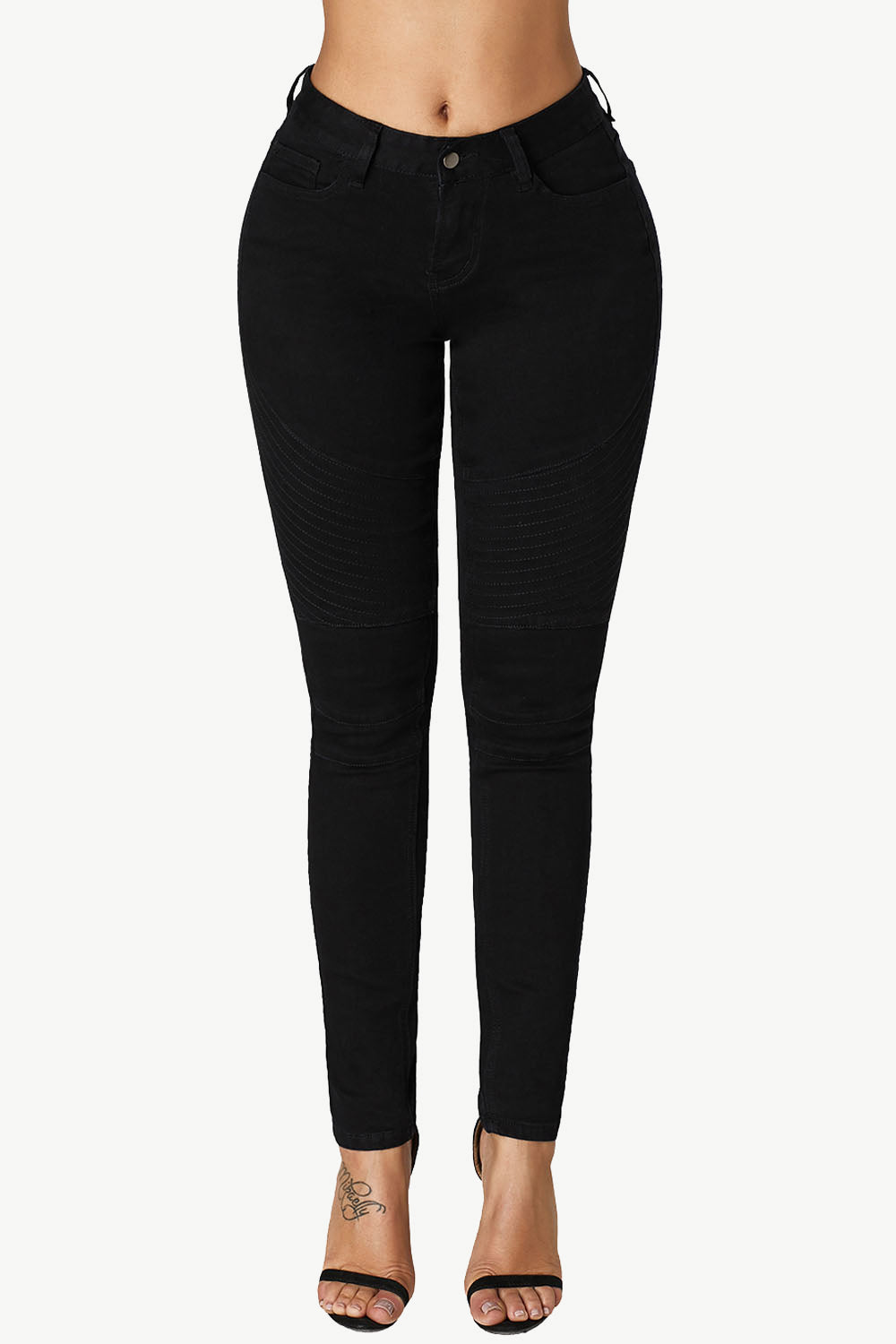 mid-rise waist skinny pocketed jeans