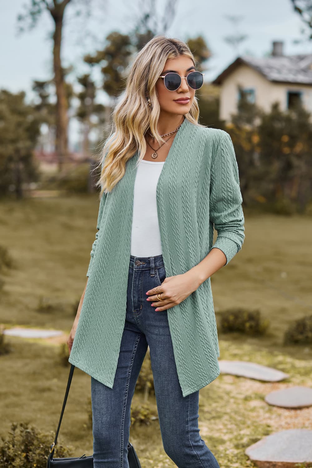 open front long sleeve cardigan