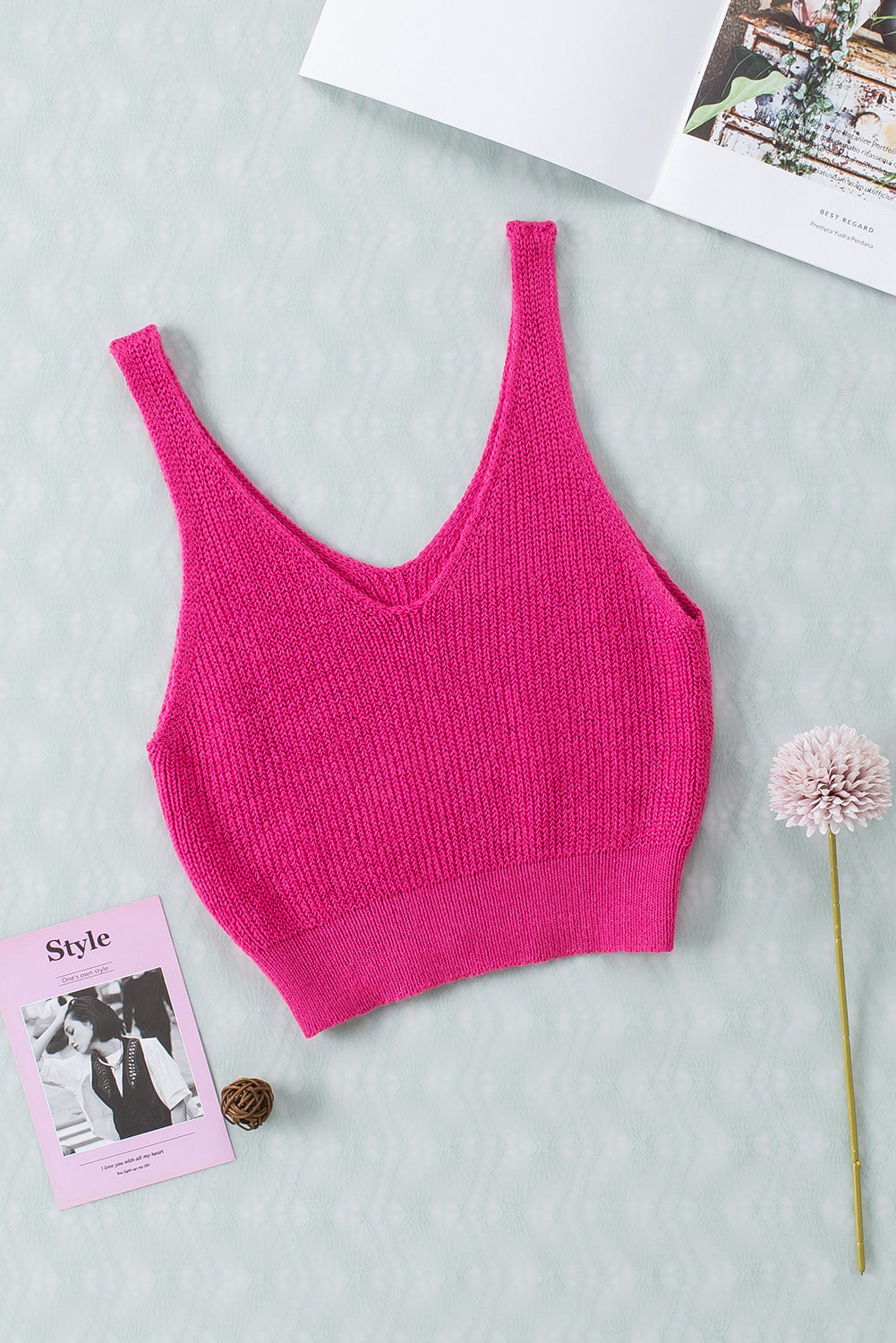 v-neck ribbed knit tank