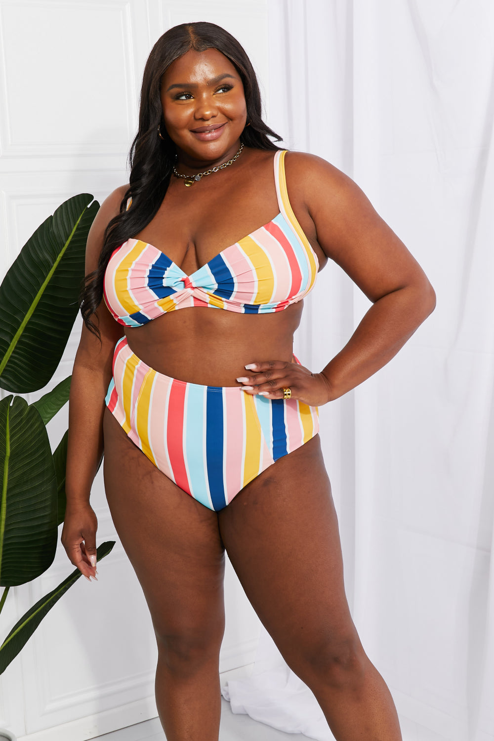 marina west swim take a dip twist high-rise bikini in stripe