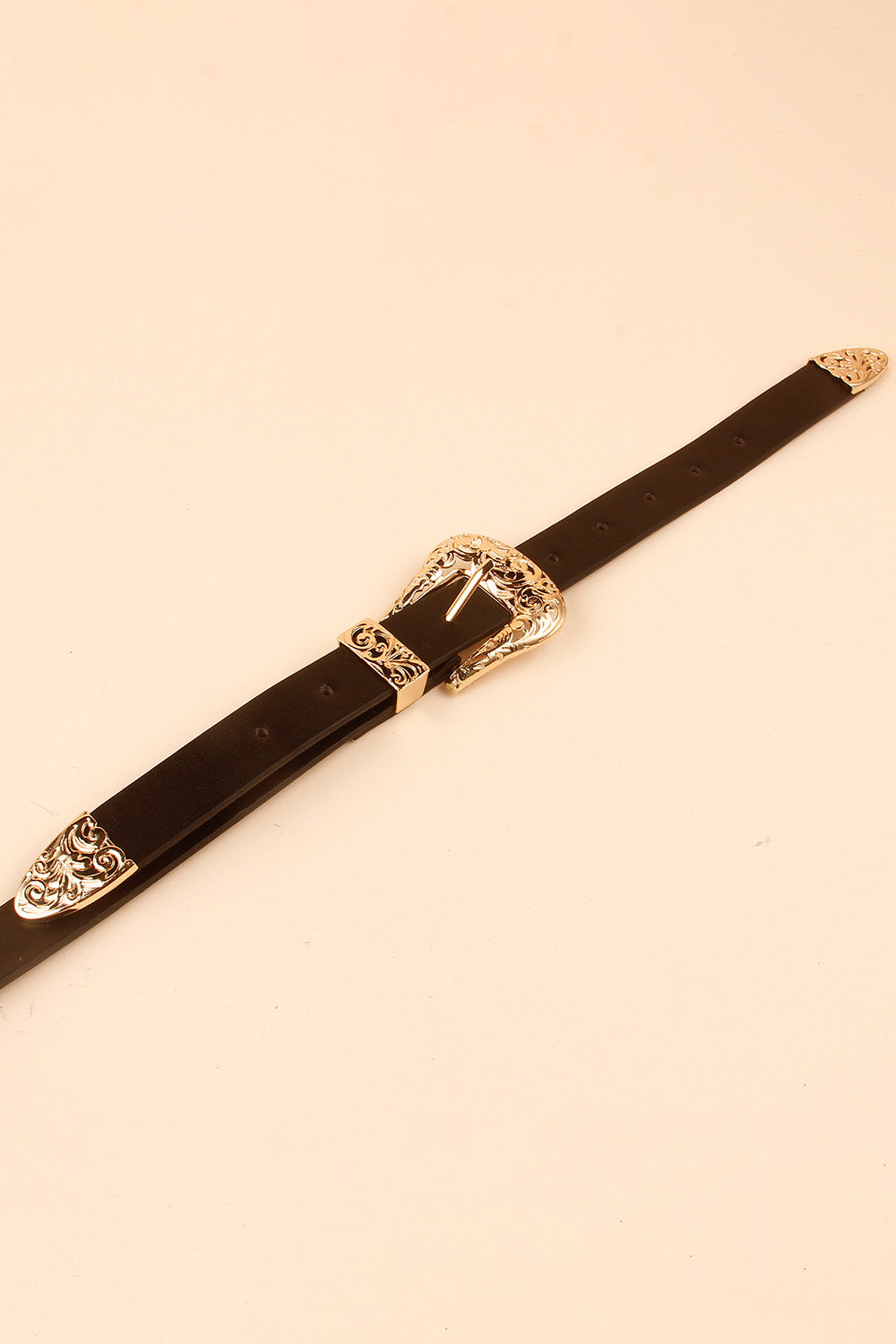 double buckle pu leather belt