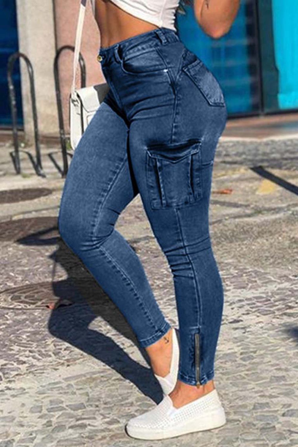 full size cropped jeans with pocket