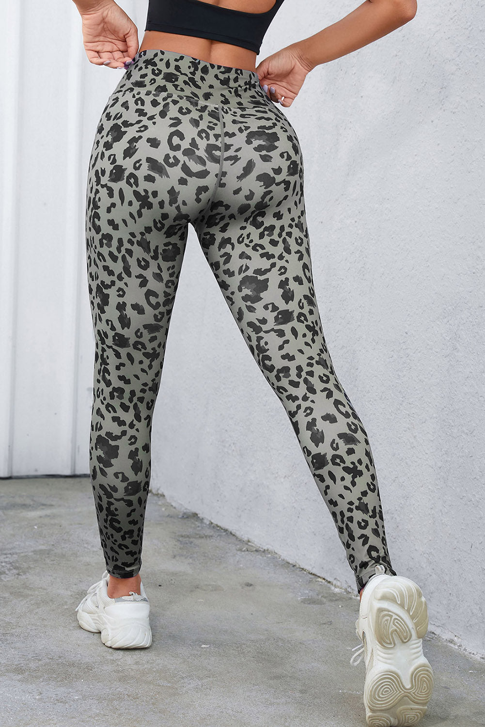 leopard print wide waistband leggings