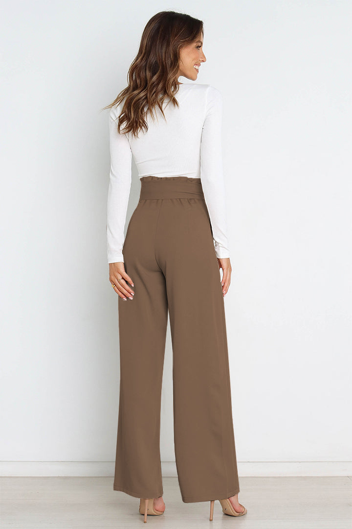 tie front paperbag wide leg pants