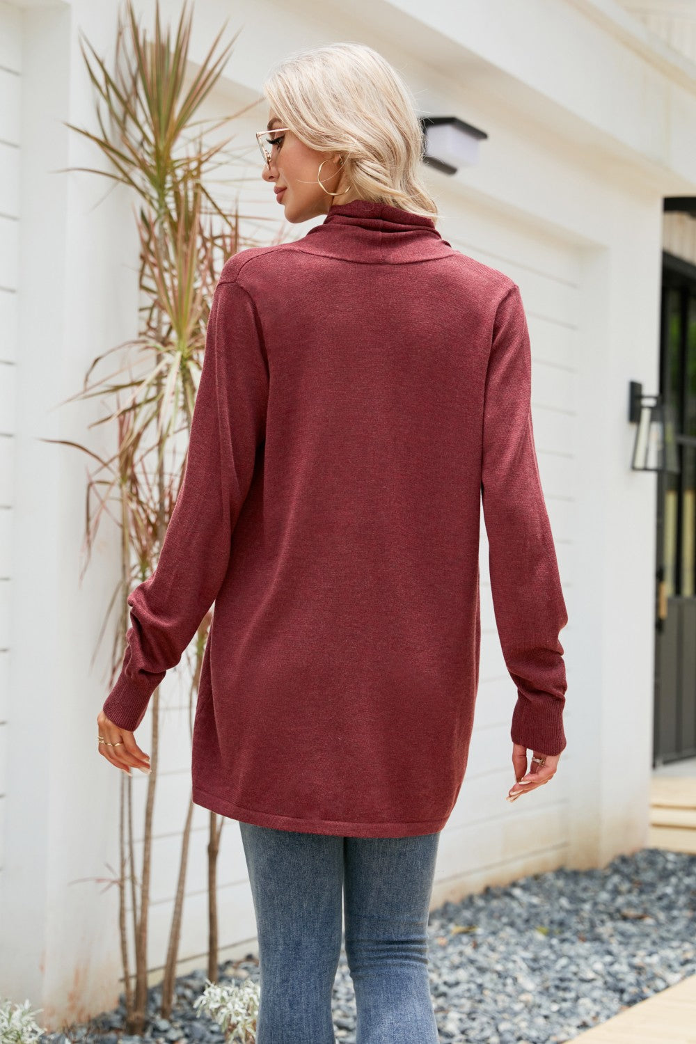 open front long sleeve longline cardigan