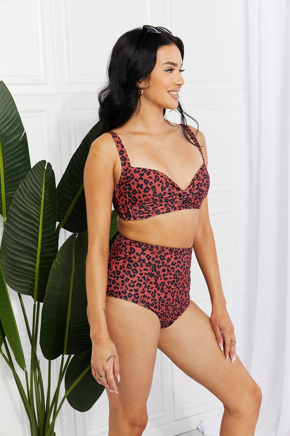 marina west swim take a dip twist high-rise bikini in ochre