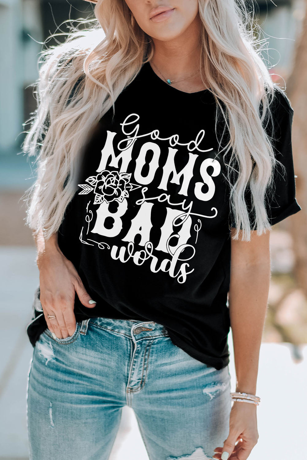 good moms say bad words graphic tee shirt