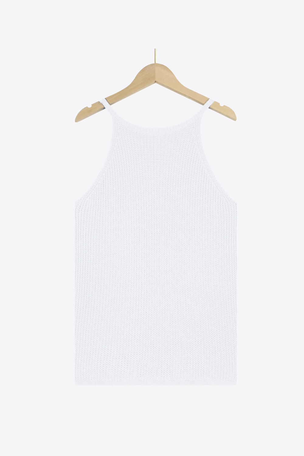 openwork grecian neck knit tank top