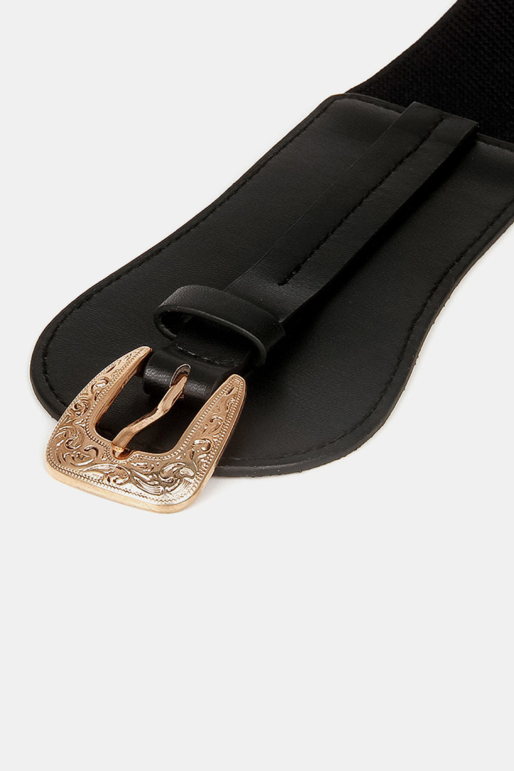 wide elastic belt with alloy buckle